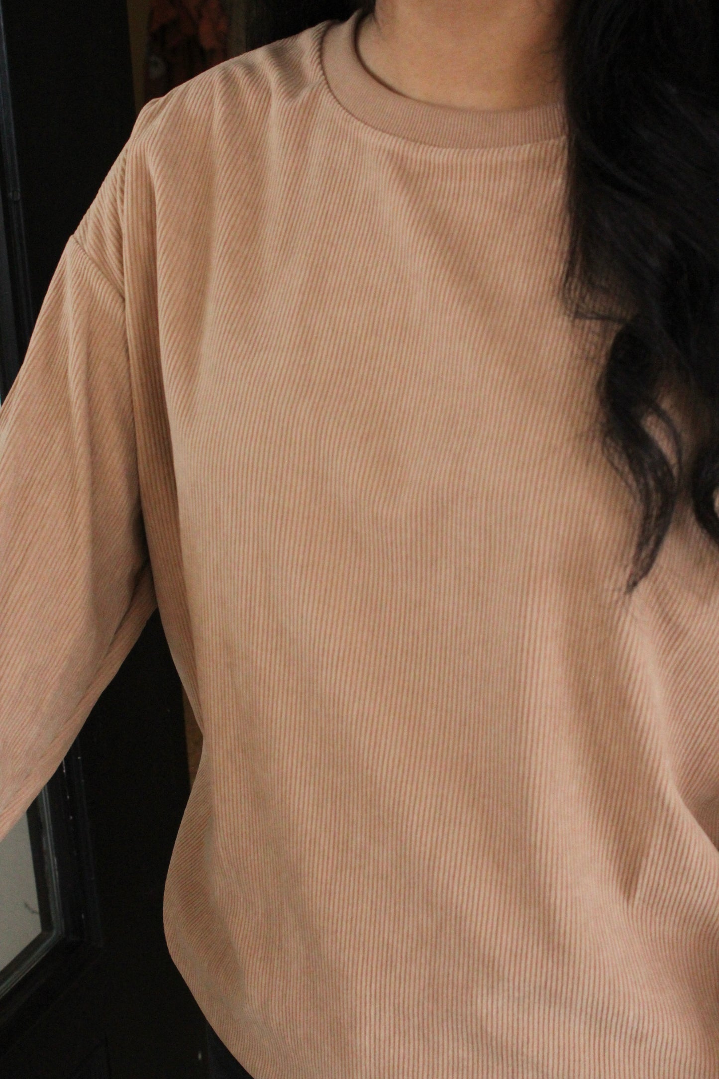 Beige Corded Velvet Pullover