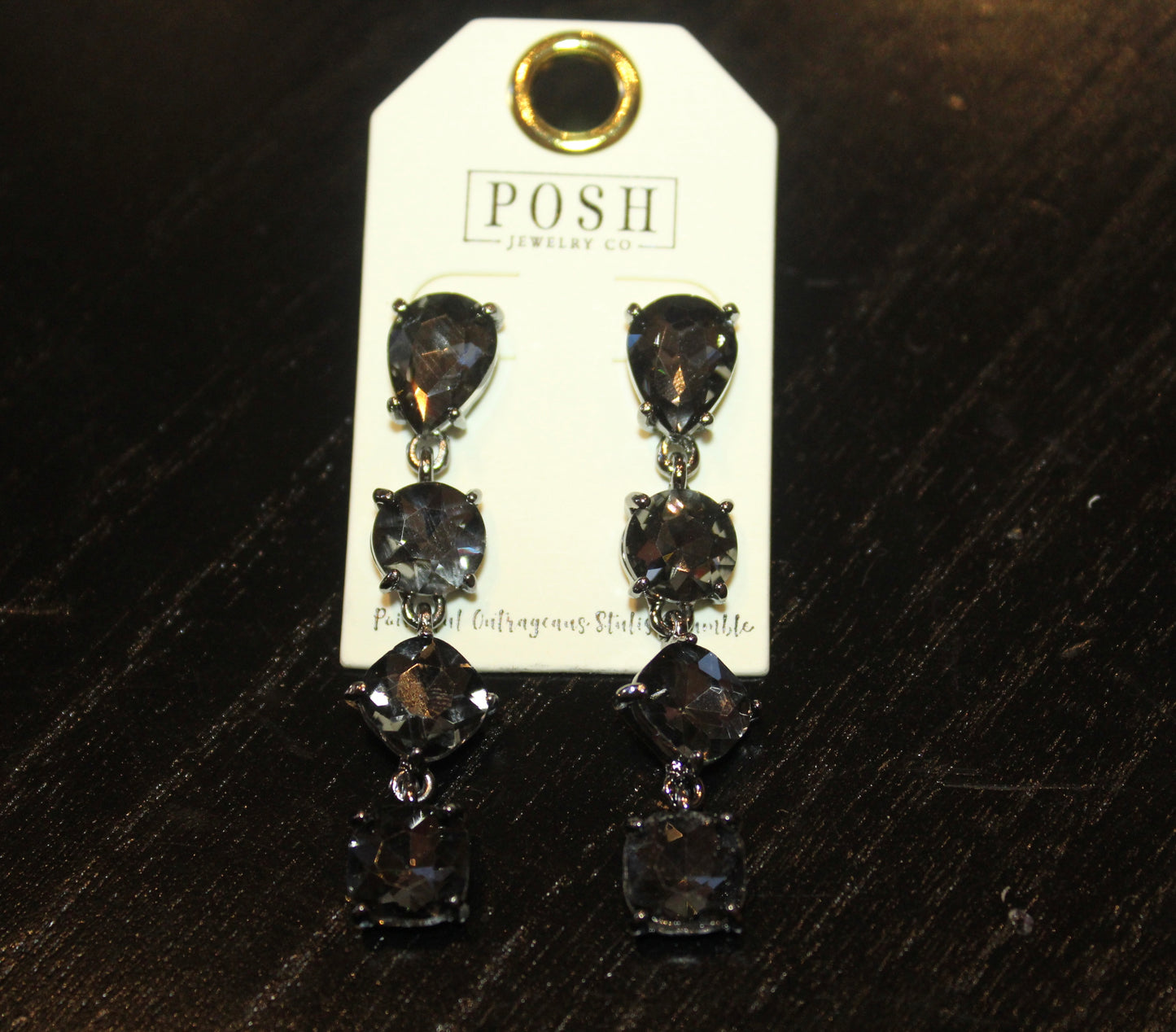 4 Black Stone Earrings