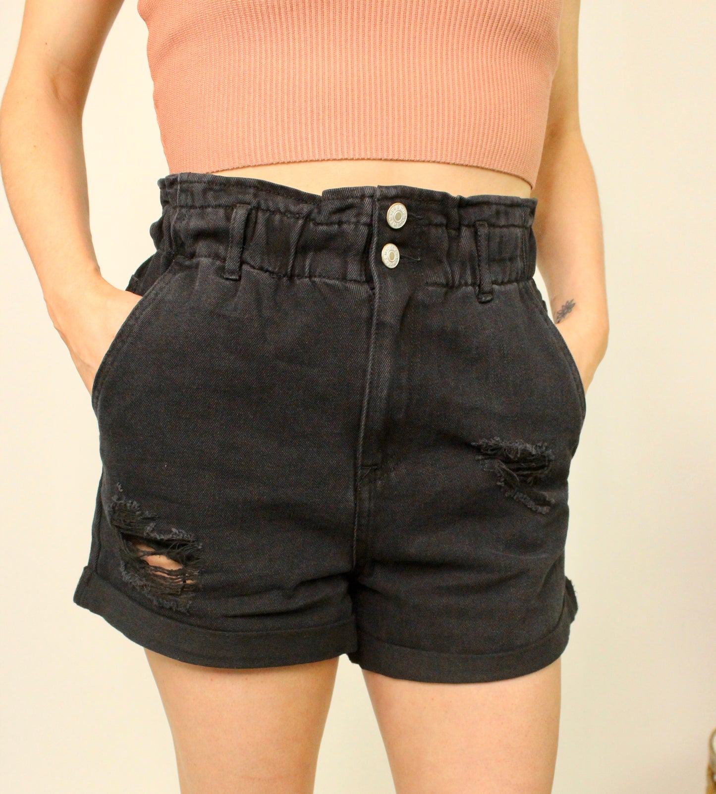 Black Paperbag Shorts