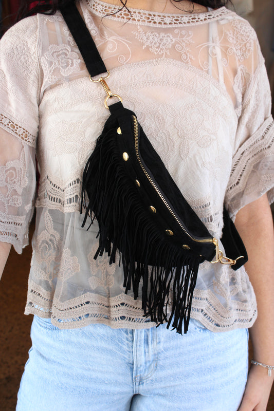 Fringe Fanny Pack (Black)